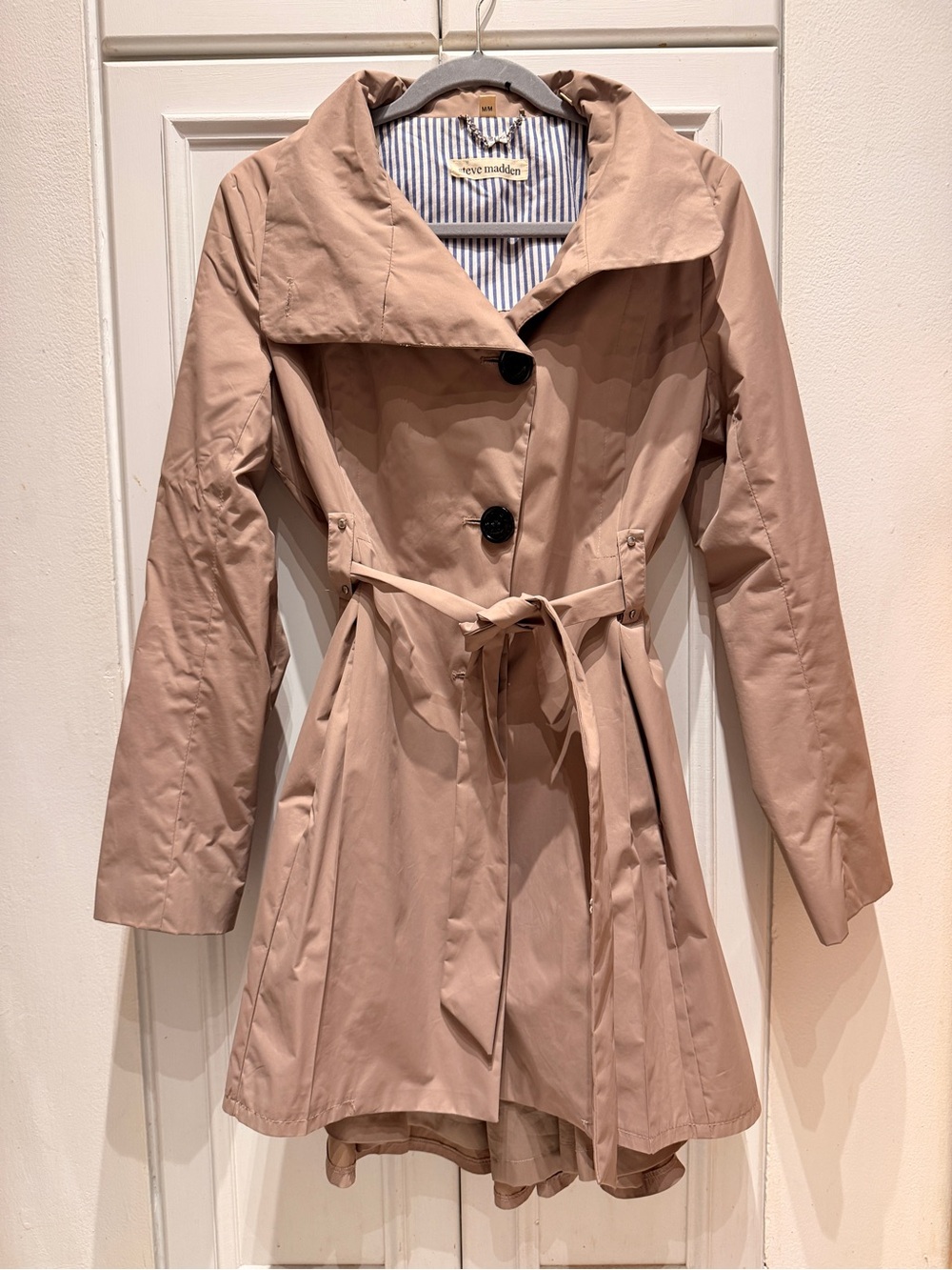 Steve Madden Taupe Brown Trench Coat Medium Waist Tie